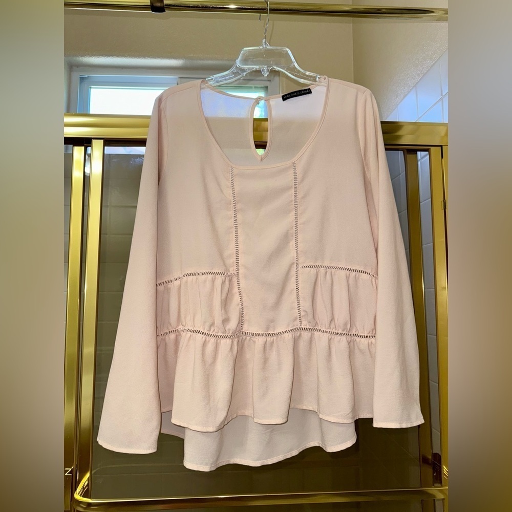 Harlowe & Graham Pink Long Sleeve Peplum Blouse
